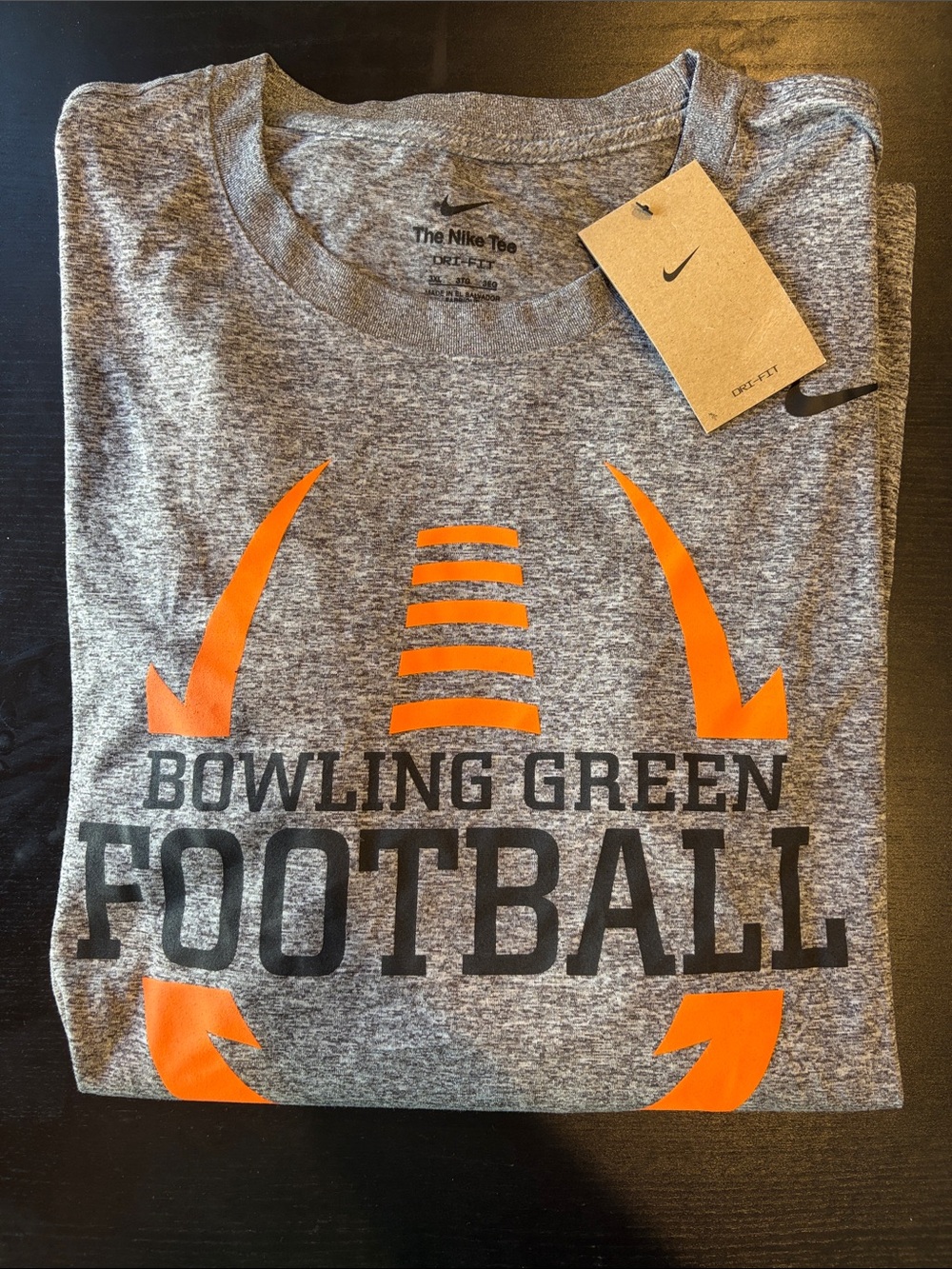 NWT Nike Grey Tee with Orange Football Graphic